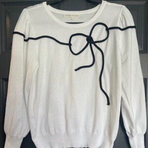 Madison + Hudson White Sweater with Black Bow Detail